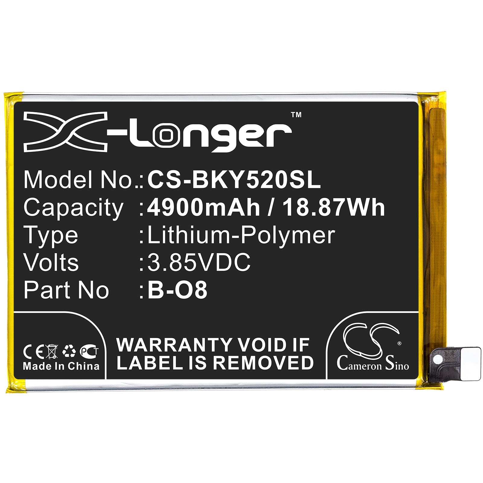 Li-Polymer Battery fits Vivo, Y52s 3.85V, 4900mAh Mobile & SmartPhone Cameron Sino Technology Limited