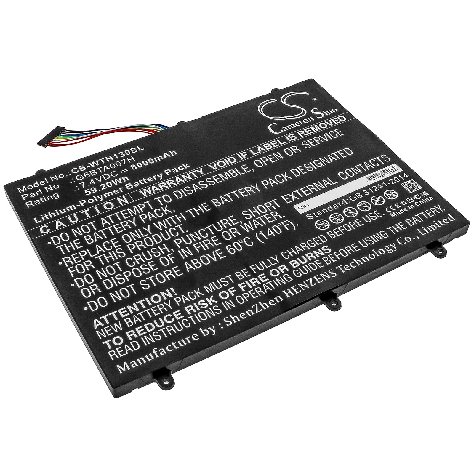 Li-Polymer Battery fits Wacom, Cintiq Companion 2, Dth-w1300 7.4V, 8000mAh Tablet Cameron Sino Technology Limited