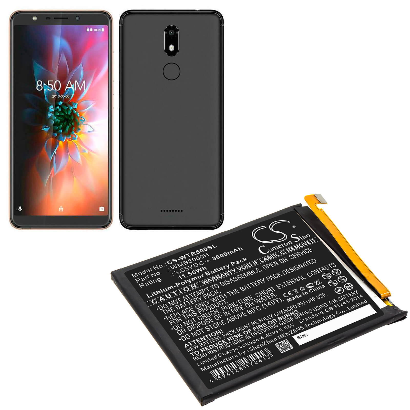 Li-Polymer Battery fits Walton, Primo R5 3.85V, 3000mAh / 11.55Wh Mobile & SmartPhone Cameron Sino Technology Limited