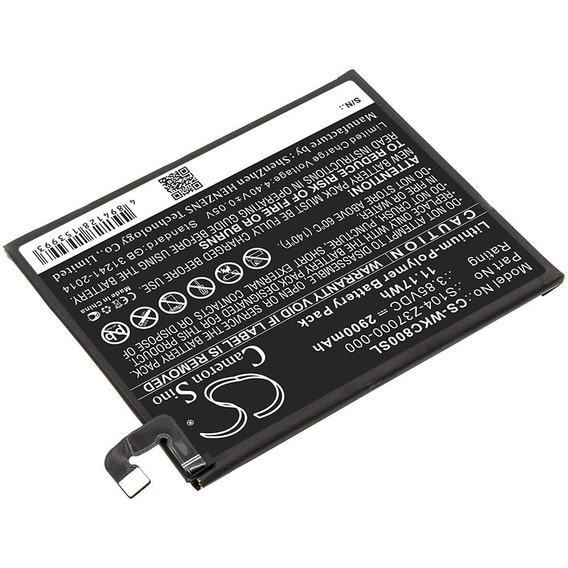 Li-Polymer Battery fits Wiko, C800ae, View 2 3.85V, 2900mAh Mobile & SmartPhone Cameron Sino Technology Limited