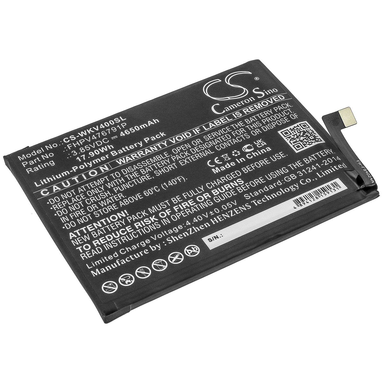 Li-Polymer Battery fits Wiko, Fhpv476791p 3.85V, 4650mAh Mobile & SmartPhone Cameron Sino Technology Limited