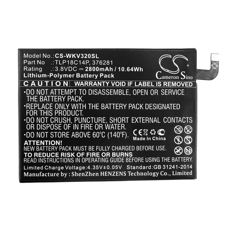 Li-Polymer Battery fits Wiko, View Max 3.8V, 2800mAh Mobile & SmartPhone Cameron Sino Technology Limited
