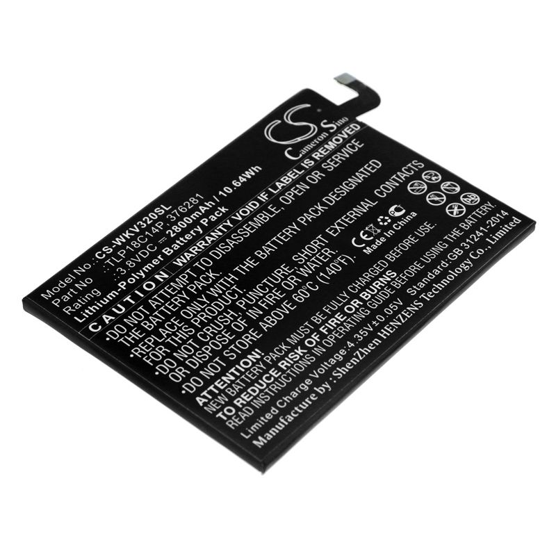 Li-Polymer Battery fits Wiko, View Max 3.8V, 2800mAh Mobile & SmartPhone Cameron Sino Technology Limited