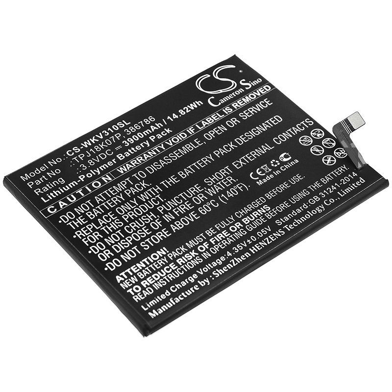 Li-Polymer Battery fits Wiko, View3 Pro 3.8V, 3900mAh Mobile & SmartPhone Cameron Sino Technology Limited