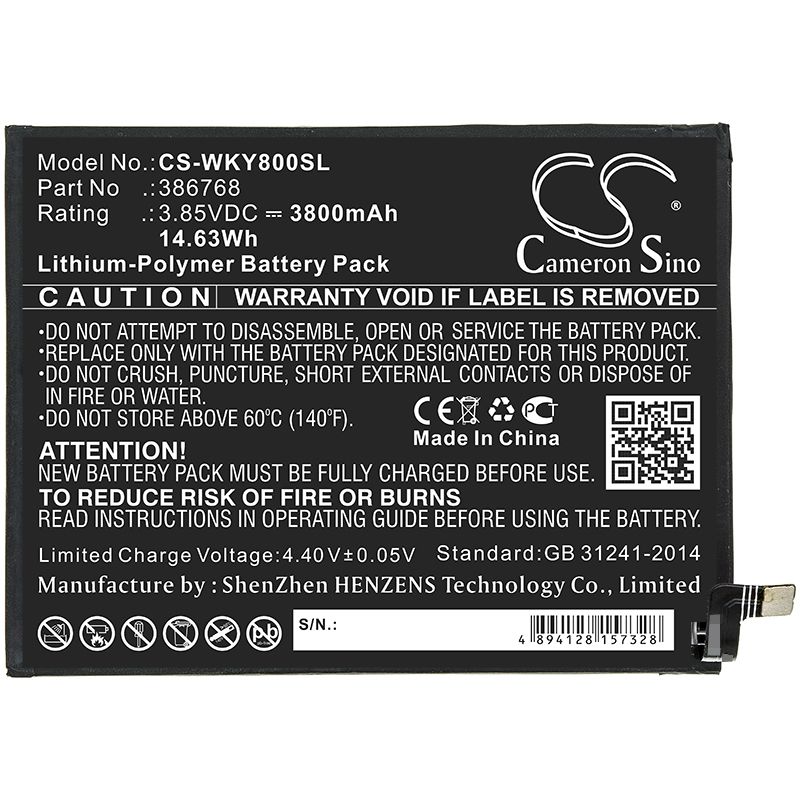 Li-Polymer Battery fits Wiko, W-v720, Y80 3.85V, 3800mAh Mobile & SmartPhone Cameron Sino Technology Limited