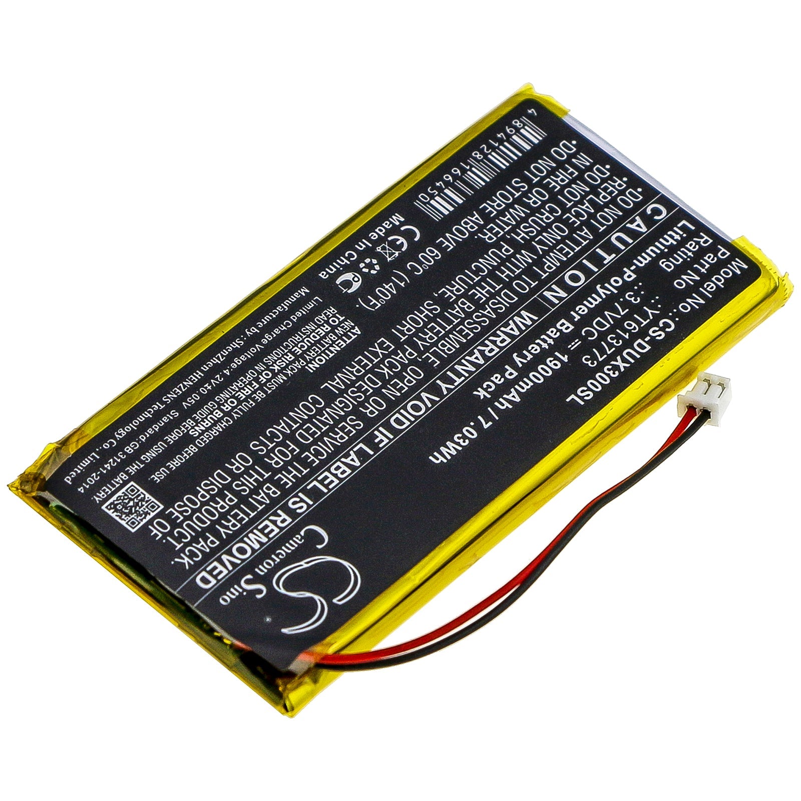 Li-Polymer Battery fits Xduoo, X3 3.7V, 1900mAh Media Player Cameron Sino Technology Limited