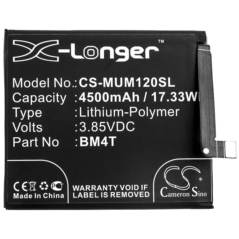 Li-Polymer Battery fits Xiaomi, 10x Pro 5g, M2004j7bc 3.85V, 4500mAh Mobile & SmartPhone Cameron Sino Technology Limited