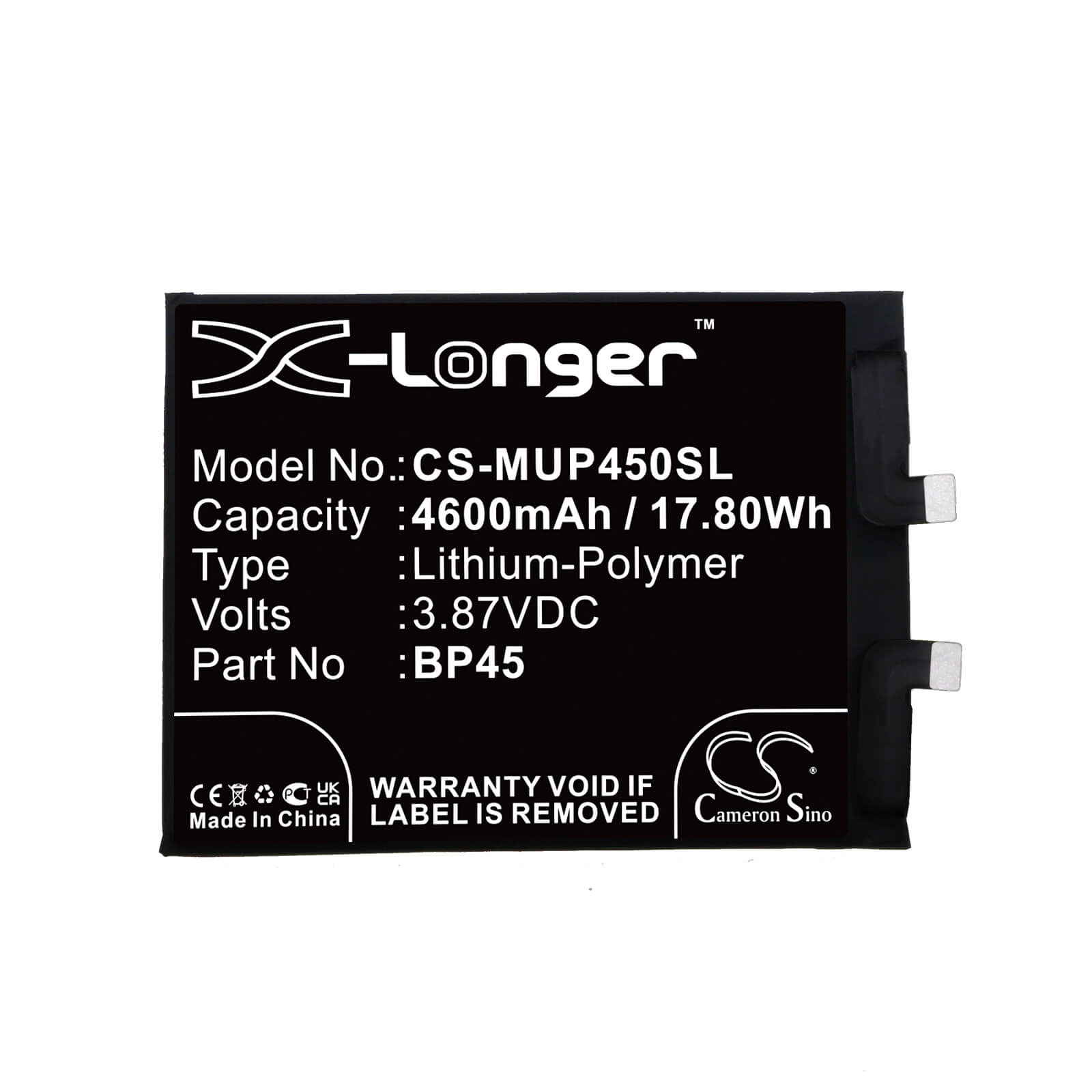Li-Polymer Battery fits Xiaomi, 12 Pro, 2201122c 3.87V, 4600mAh / 17.80Wh Mobile & SmartPhone Cameron Sino Technology Limited