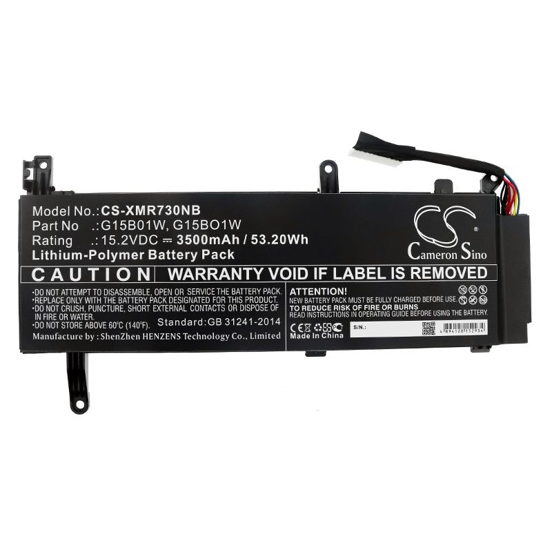 Li-Polymer Battery fits Xiaomi, 171502-ad, 171502-ai 15.2V, 3500mAh Notebook & Laptop Cameron Sino Technology Limited