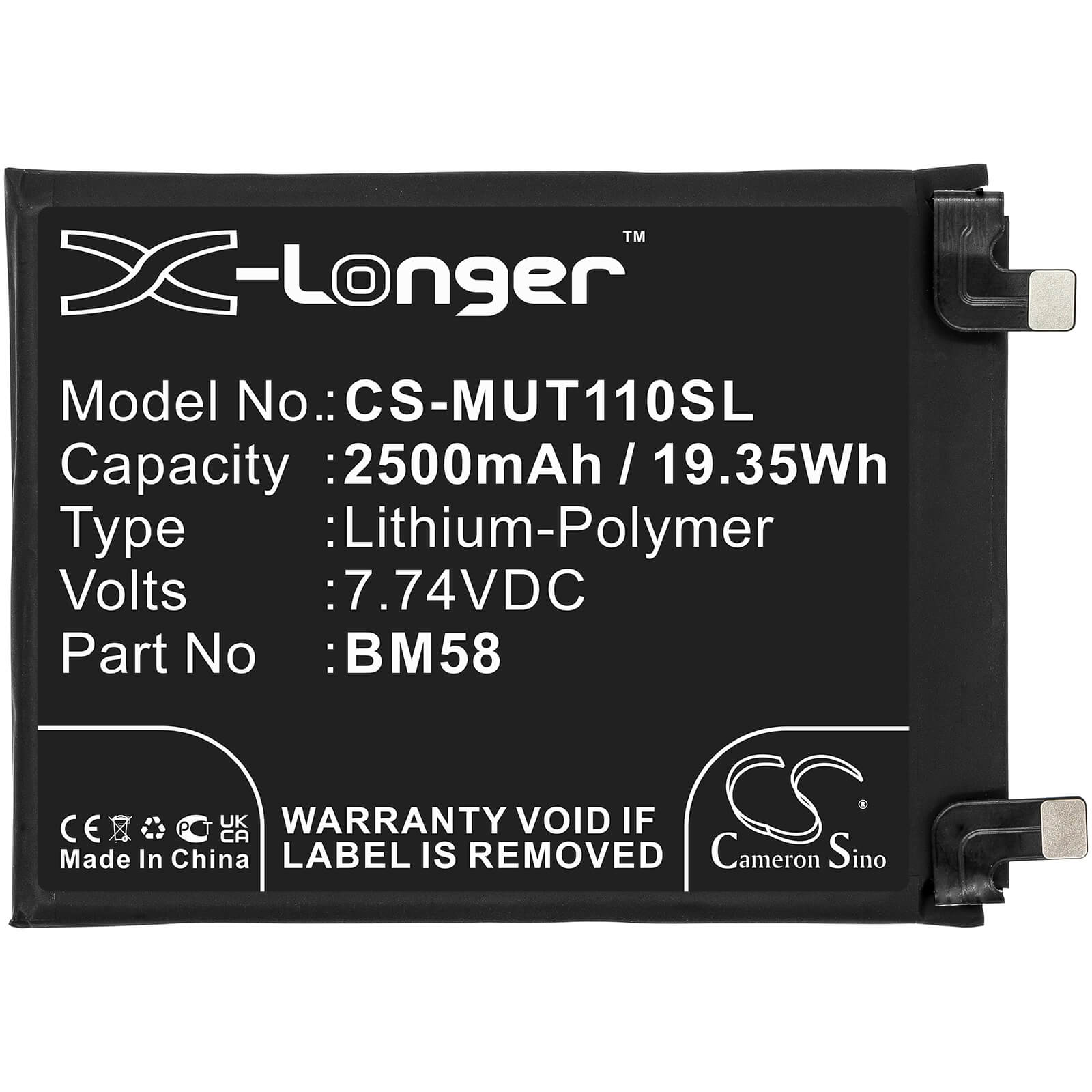 Li-Polymer Battery fits Xiaomi, 2107113sg, Mi 11t Pro 5g 7.74V, 2500mAh / 19.35Wh Mobile & SmartPhone Cameron Sino Technology Limited