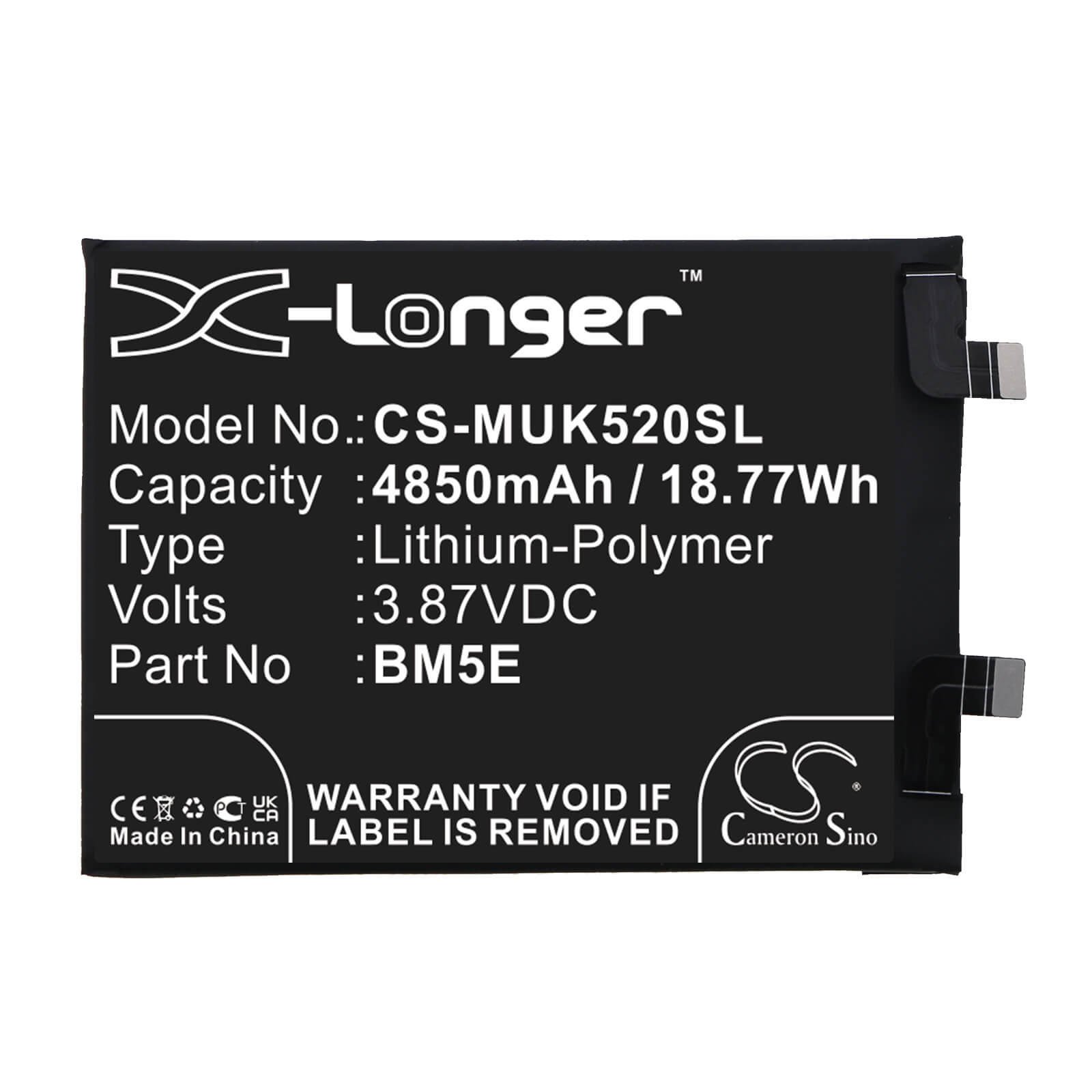 Li-Polymer Battery fits Xiaomi, 22011211c, 22021211rc 3.87V, 4850mAh / 18.77Wh Mobile & SmartPhone Cameron Sino Technology Limited