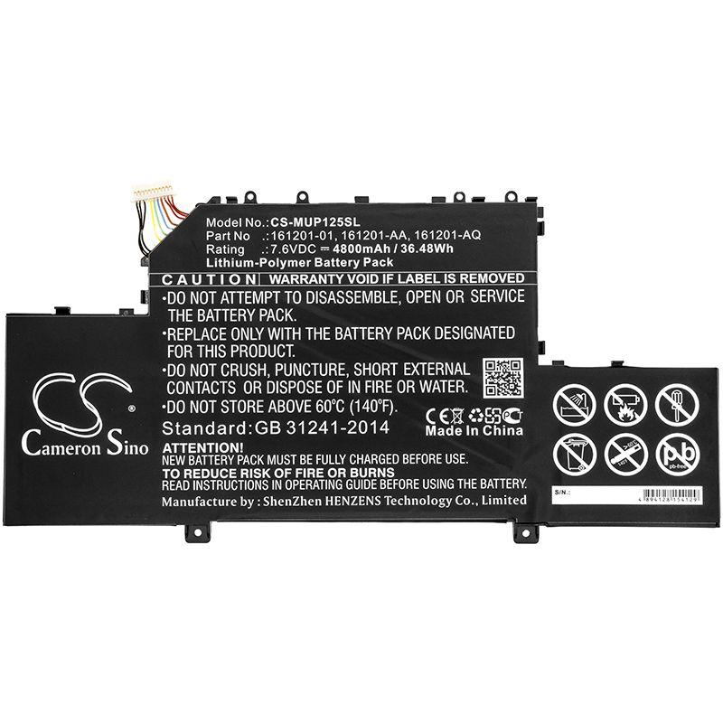 Li-Polymer Battery fits Xiaomi, Air 12.5, R10b01w 7.6V, 4800mAh Tablet Cameron Sino Technology Limited