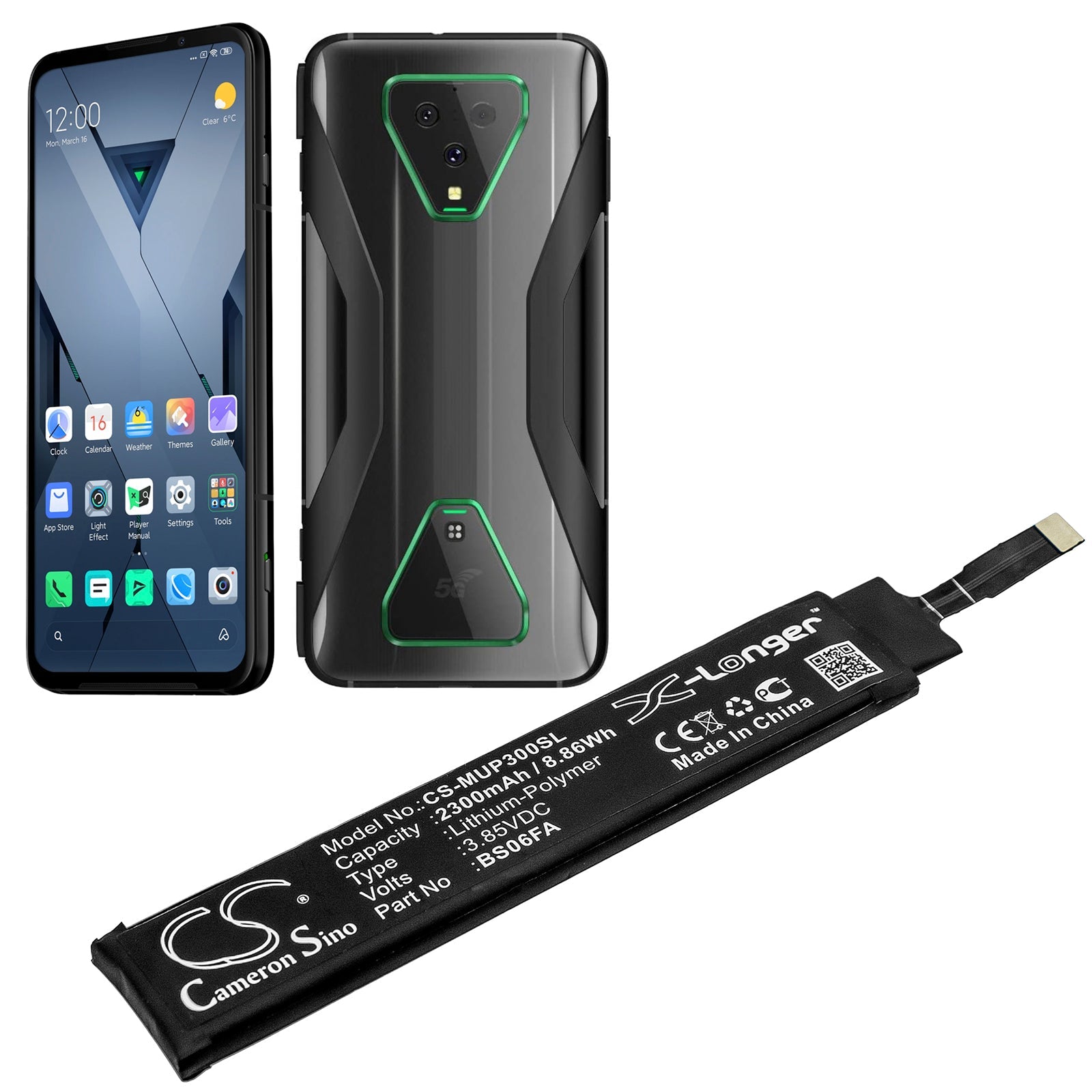 Li-Polymer Battery fits Xiaomi, Black Shark 3, Black Shark 3 5g, Black Shark 3s 3.85V, 2300mAh Mobile & SmartPhone Cameron Sino Technology Limited