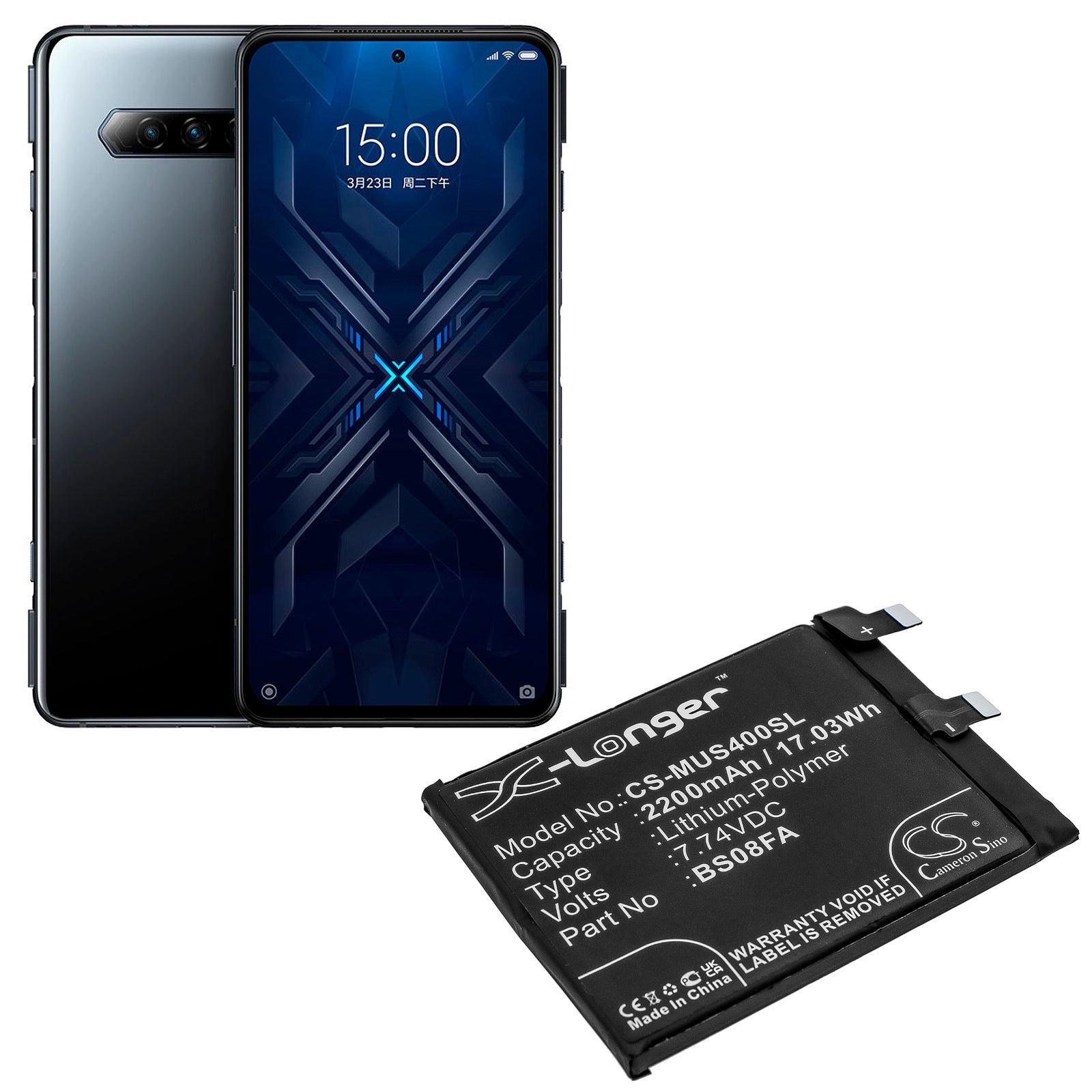 Li-Polymer Battery fits Xiaomi, Black Shark 4, Black Shark 4 Pro, Prs-h0 7.74V, 2200mAh Mobile & SmartPhone Cameron Sino Technology Limited
