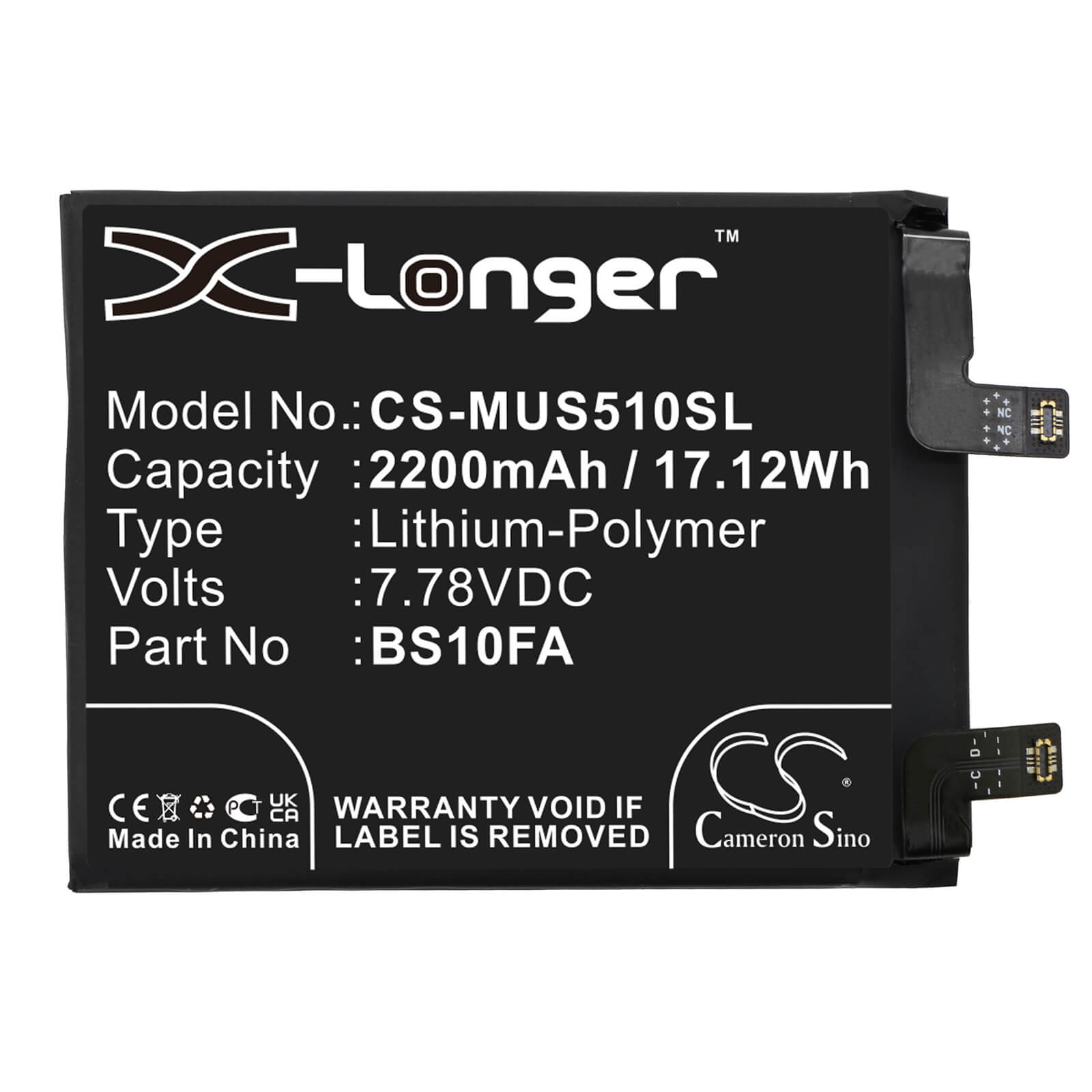 Li-Polymer Battery fits Xiaomi, Black Shark 5 Pro 5g, Black Shark 5s 7.78V, 2200mAh / 17.12Wh Mobile & SmartPhone Cameron Sino Technology Limited