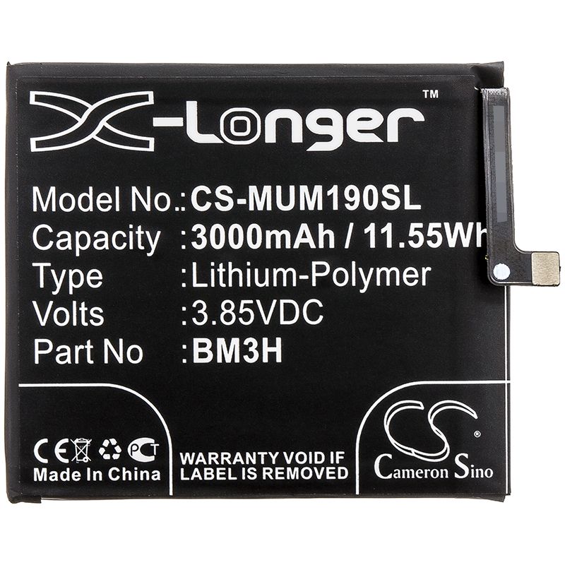 Li-Polymer Battery fits Xiaomi, M1901f9e, M1901f9t 3.85V, 3000mAh Mobile & SmartPhone Cameron Sino Technology Limited