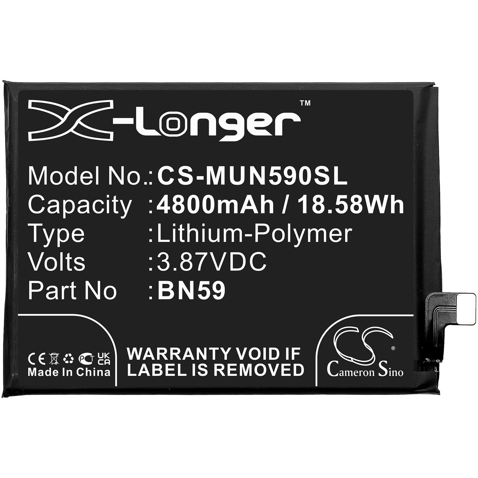 Li-Polymer Battery fits Xiaomi, M2101k7ag, M2101k7ai 3.87V, 4800mAh / 18.58Wh Mobile & SmartPhone Cameron Sino Technology Limited