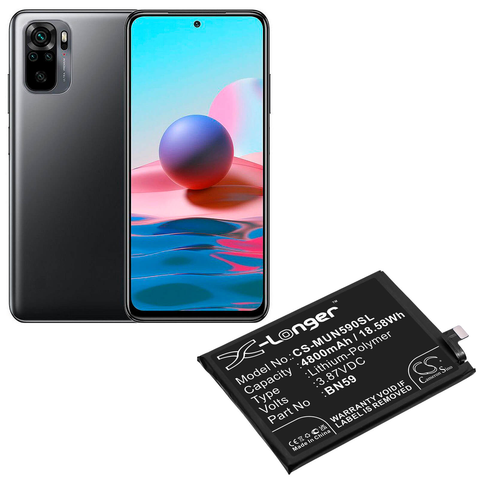 Li-Polymer Battery fits Xiaomi, M2101k7ag, M2101k7ai 3.87V, 4800mAh / 18.58Wh Mobile & SmartPhone Cameron Sino Technology Limited