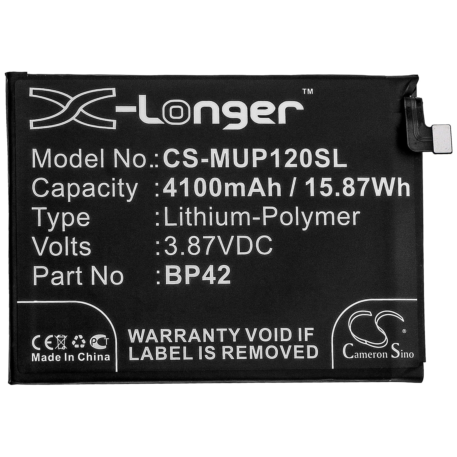 Li-Polymer Battery fits Xiaomi, M2101k9ag, M2101k9c, M2101k9g 3.87V, 4100mAh Mobile & SmartPhone Cameron Sino Technology Limited