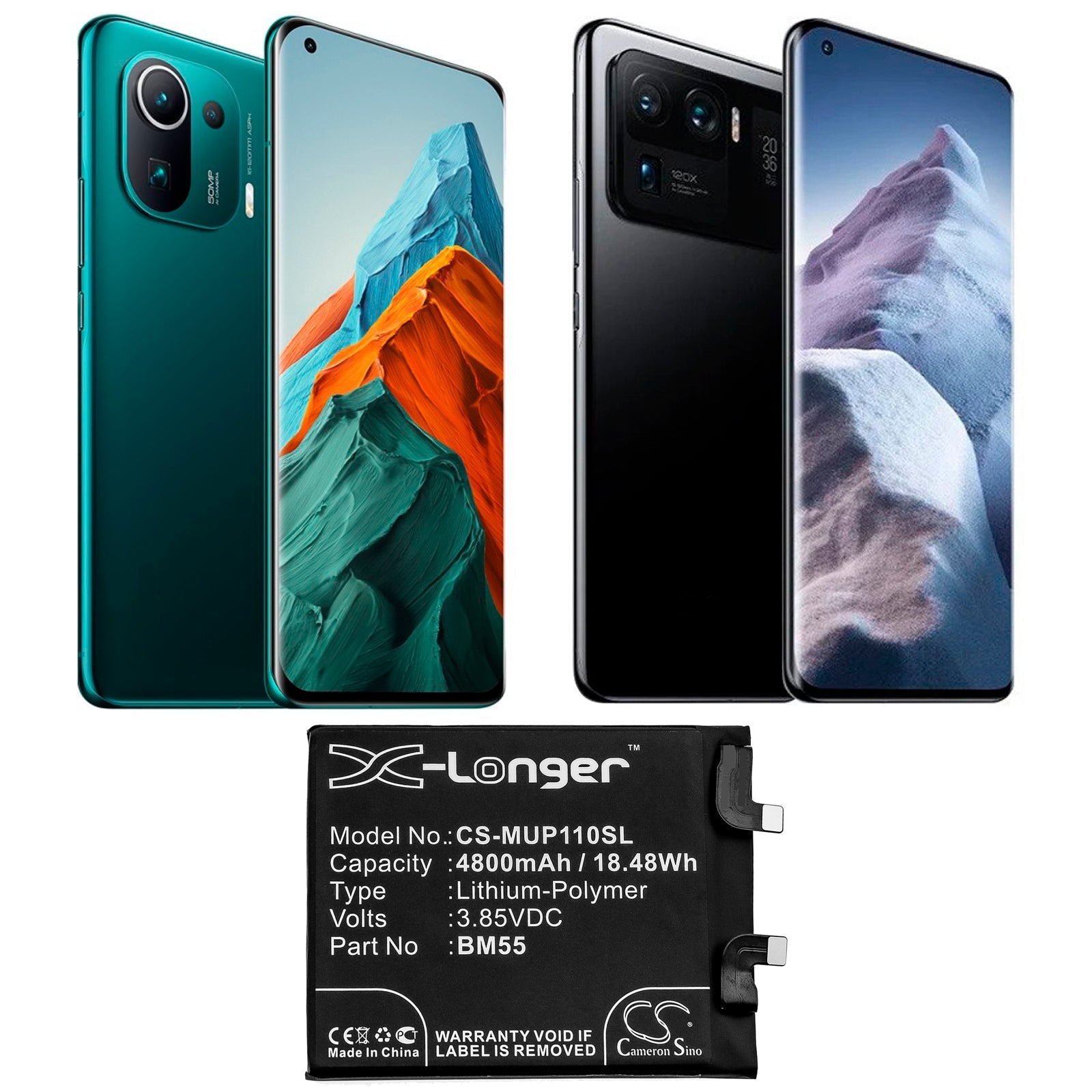 Li-Polymer Battery fits Xiaomi, M2102k1ac, Mi 11 Pro 5g, Mi 11 Ultra 3.85V, 4800mAh Mobile & SmartPhone Cameron Sino Technology Limited