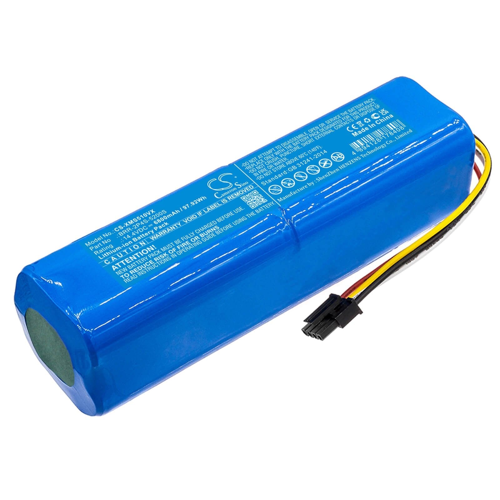 Li-Polymer Battery fits Xiaomi, Mi Robo, Mijia Roborock S50 14.4V, 6800mAh / 97.92Wh Vacuum Cameron Sino Technology Limited