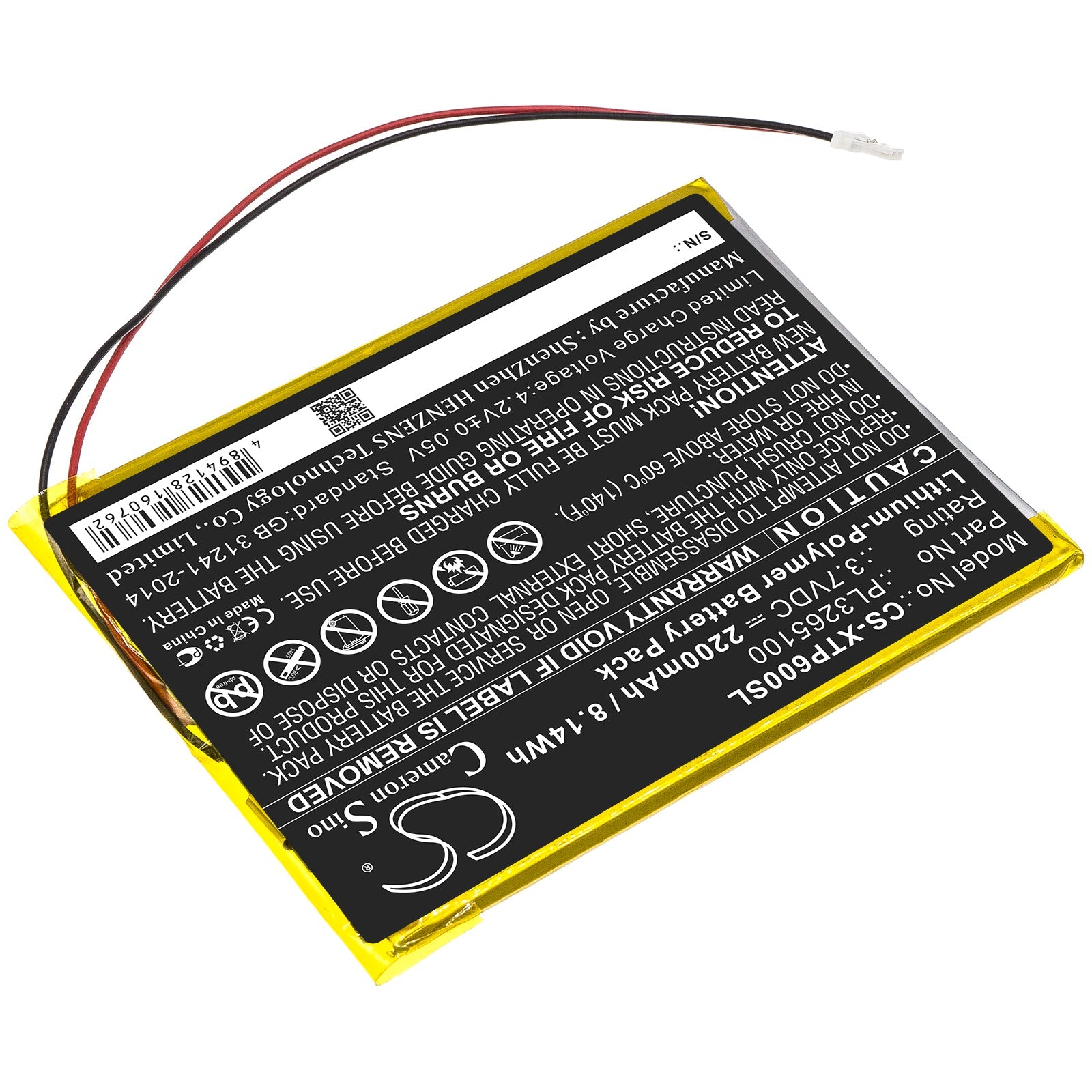 Li-Polymer Battery fits Xtool, Pl3265100 3.7V, 2200mAh Diagnostic Scanner Cameron Sino Technology Limited
