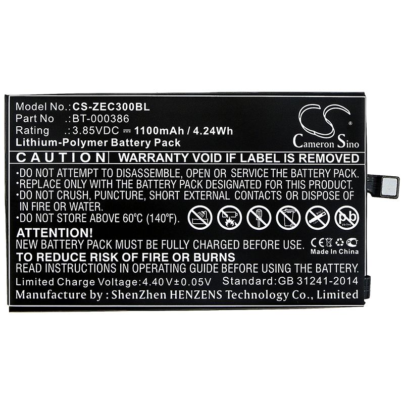 Li-Polymer Battery fits Zebra, Ec30 3.85V, 1100mAh Barcode Scanner Cameron Sino Technology Limited