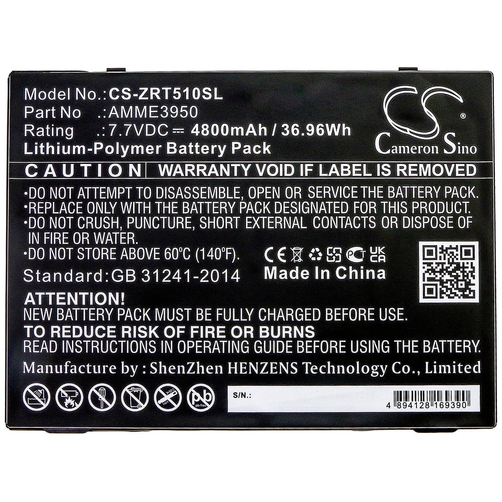 Li-Polymer Battery fits Zebra, Et51at, Et56bt 7.7V, 4800mAh Computer Cameron Sino Technology Limited (Suspended)
