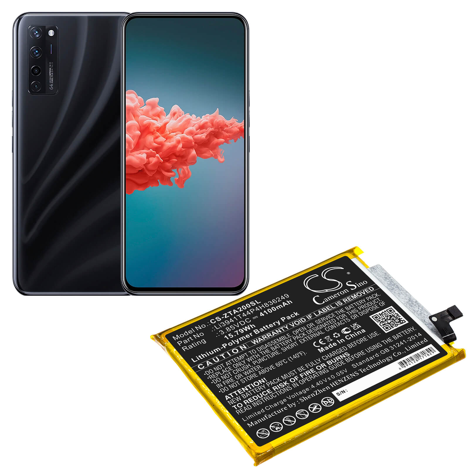 Li-Polymer Battery fits Zte, A2121, A2121g 3.85V, 4100mAh / 15.79Wh Mobile & SmartPhone Cameron Sino Technology Limited