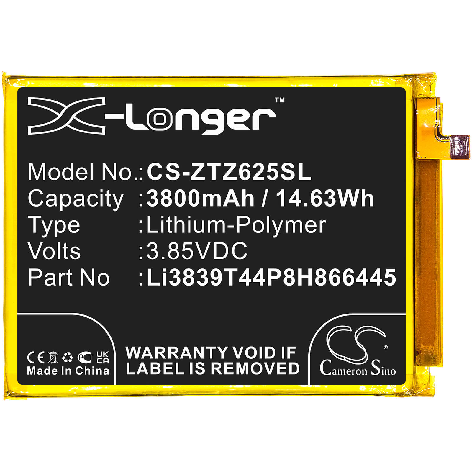 Li-Polymer Battery fits Zte, Blade 11 Prime 2020, Z6251vs 3.85V, 3800mAh / 14.63Wh Mobile & SmartPhone Cameron Sino Technology Limited