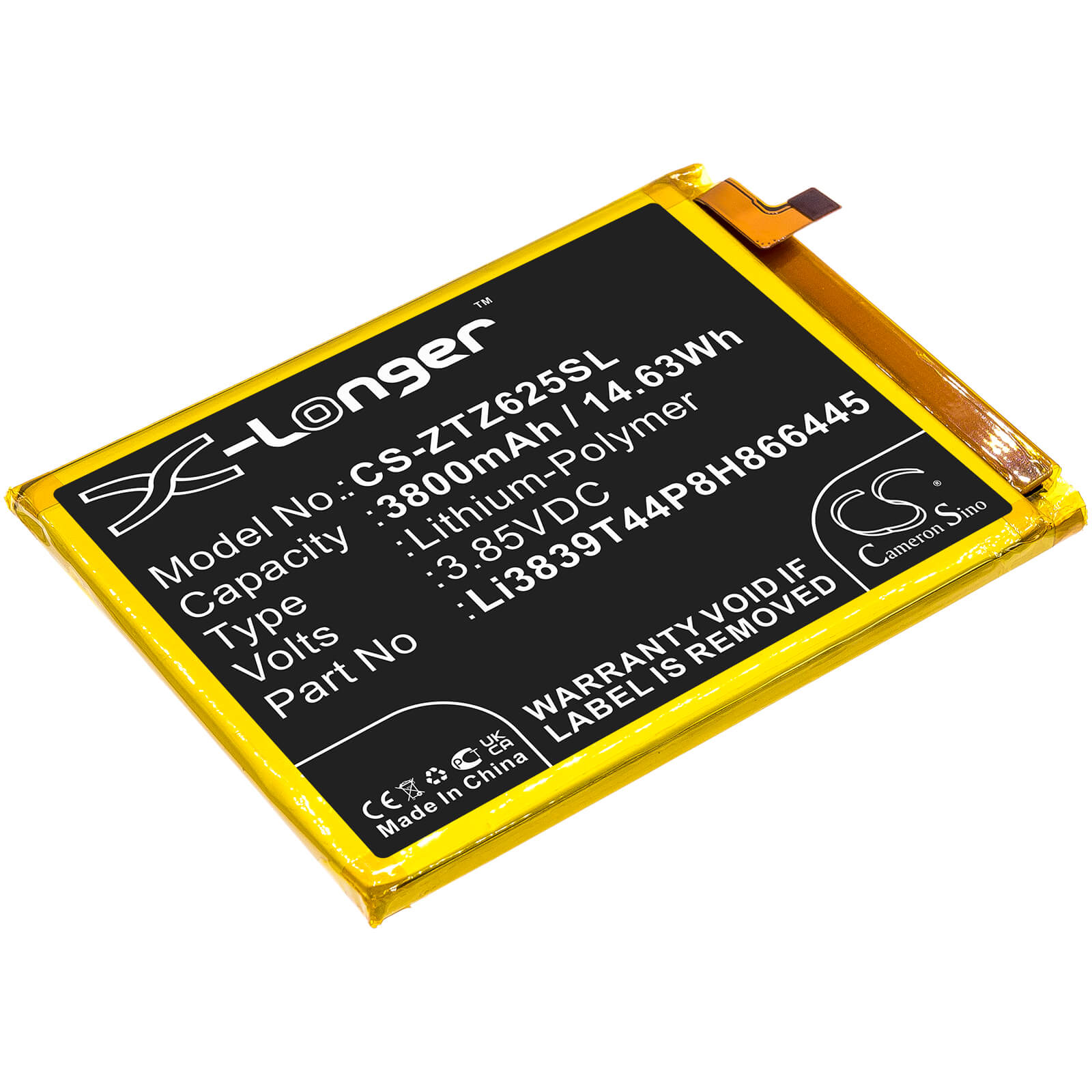 Li - Polymer Battery fits Zte, Blade 11 Prime 2020, Z6251vs 3.85V, 3800mAh / 14.63Wh - Batterybuyer.ca