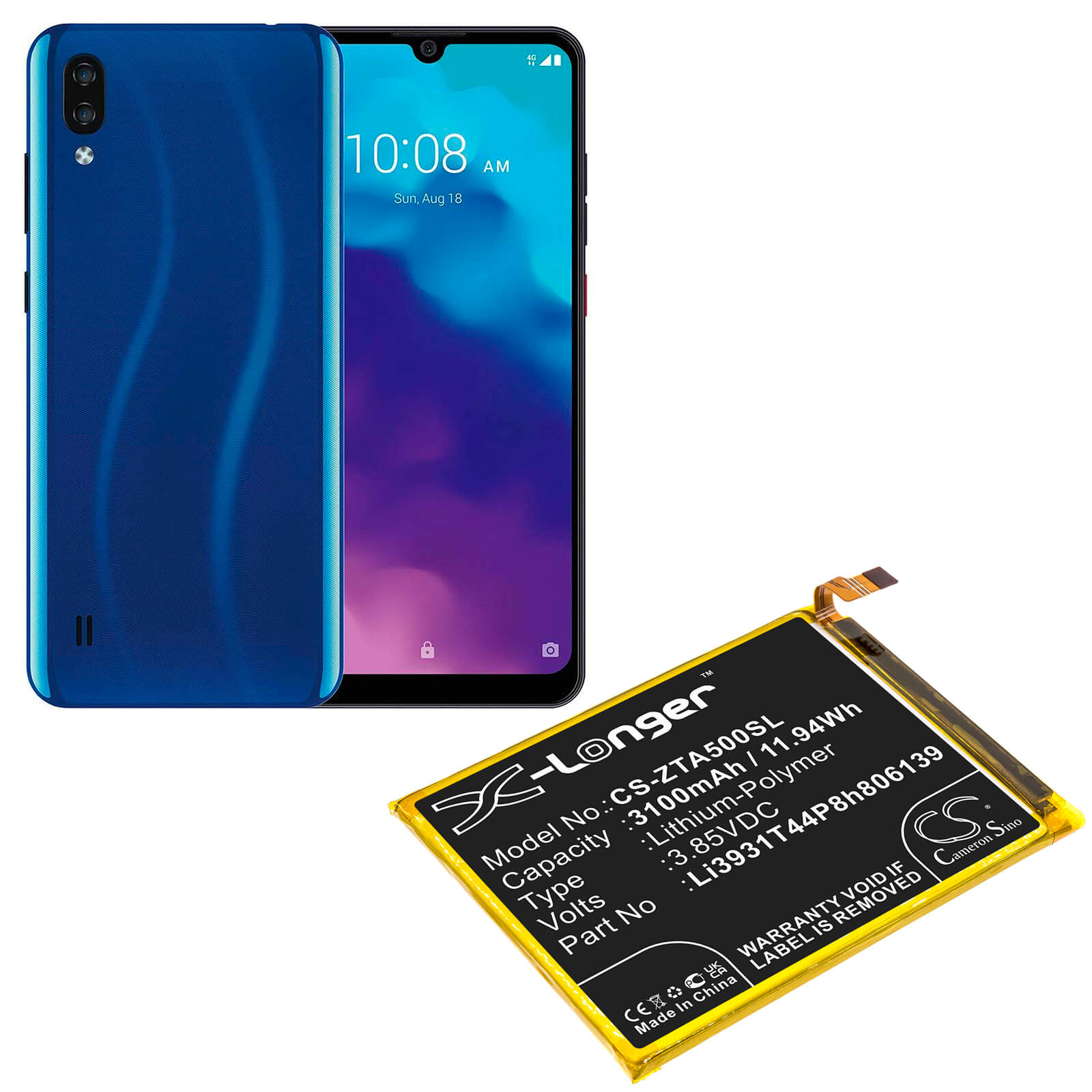 Li-Polymer Battery fits Zte, Blade A5 2020, Blade A7 Prime 3.85V, 3100mAh / 11.94Wh Mobile & SmartPhone Cameron Sino Technology Limited