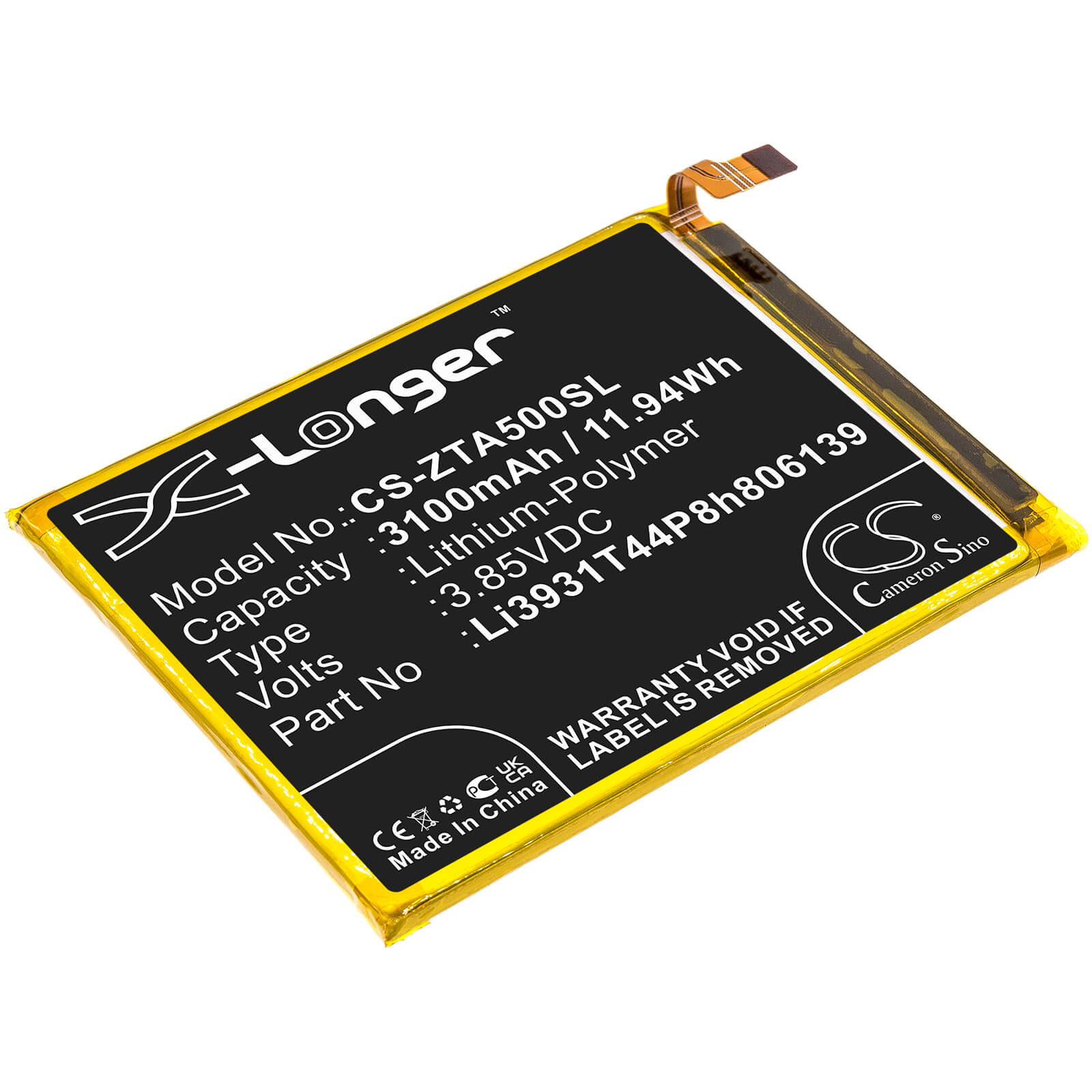 Li - Polymer Battery fits Zte, Blade A5 2020, Blade A7 Prime 3.85V, 3100mAh / 11.94Wh - Batterybuyer.ca