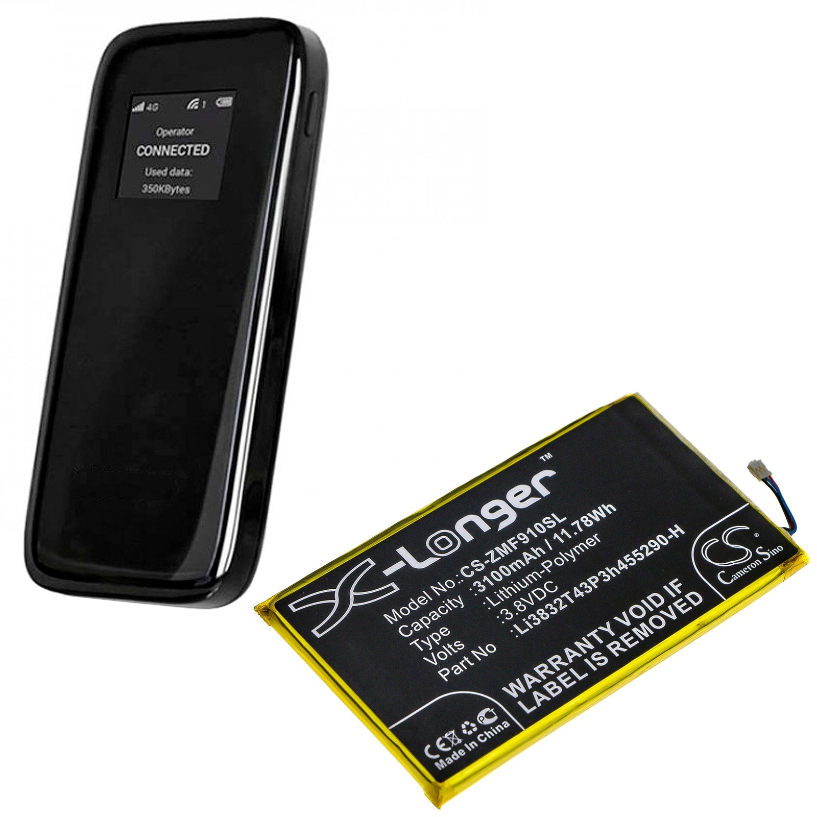 Li-Polymer Battery fits Zte, Mf900 3.8V, 3100mAh Hotspot Cameron Sino Technology Limited