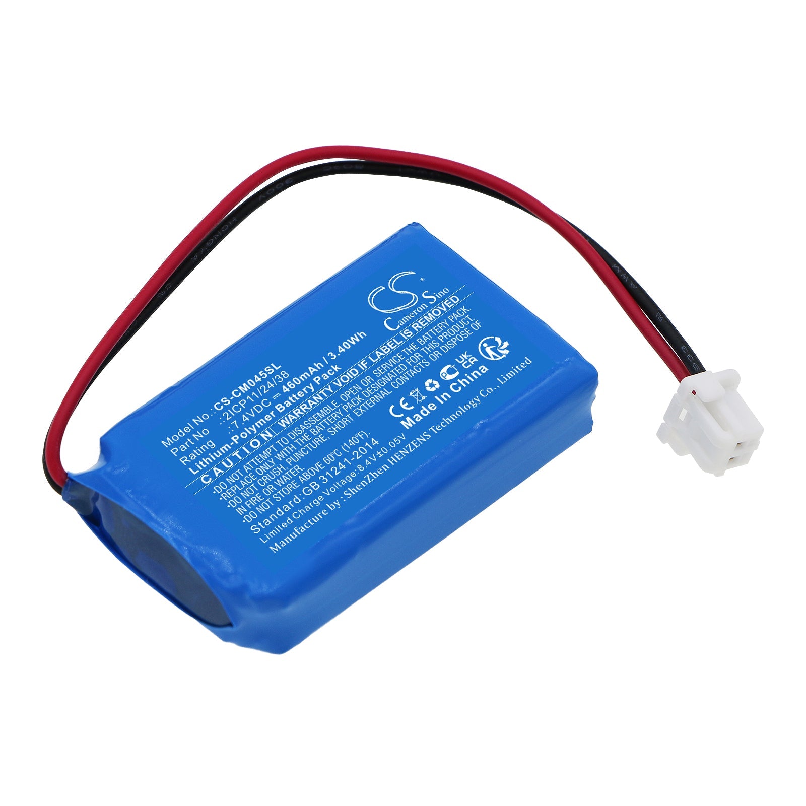 Li-Polymer, Battery Pack Battery fits Custom Battery Packs, 7.4V, 460mAh Battery Pack Cameron Sino Technology Limited