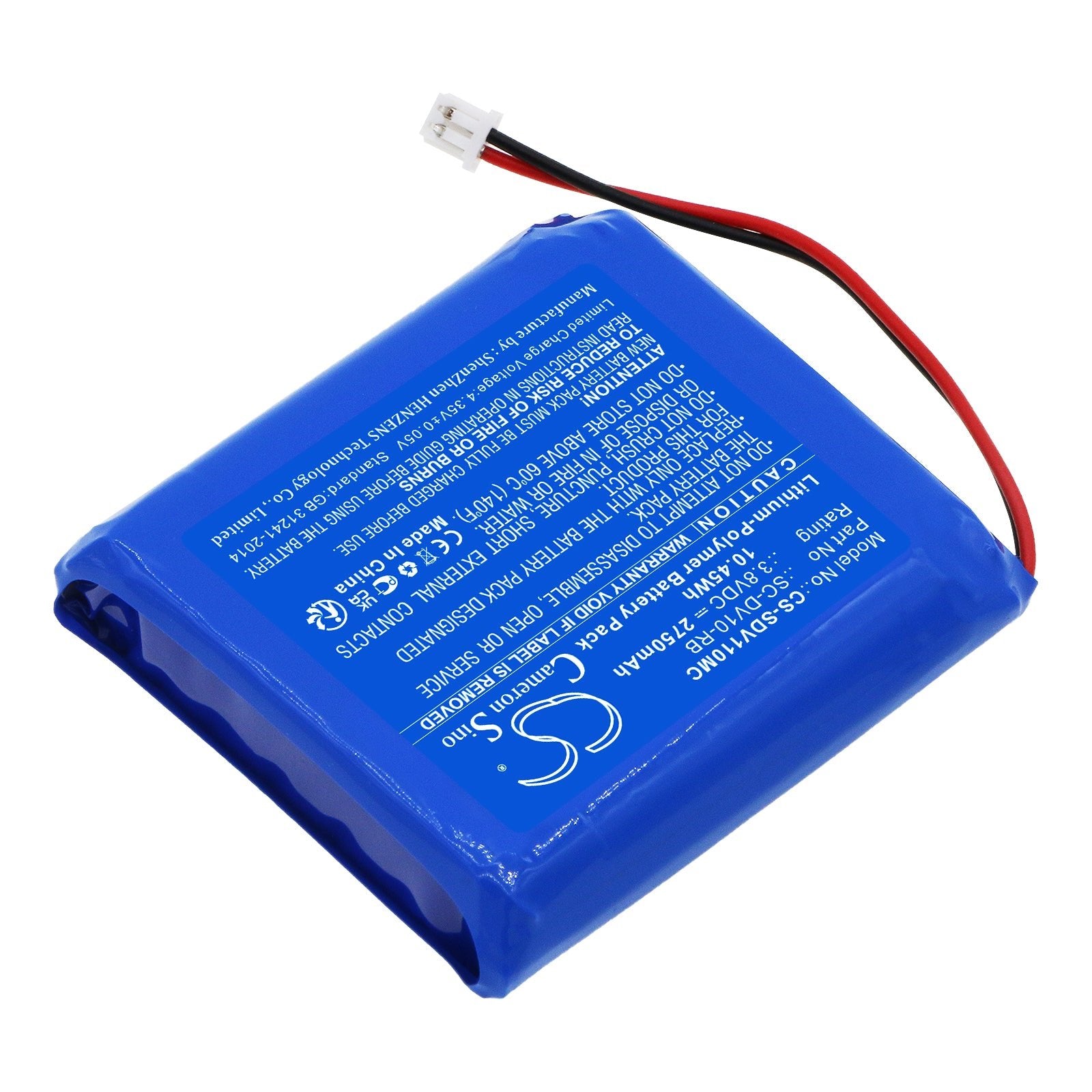 Li-Polymer, Body Camera Battery fits Pyle Prtppbcm22bat, Patroleyes Pe-dv1, 3.8V, 2750mAh Body Camera Cameron Sino Technology Limited