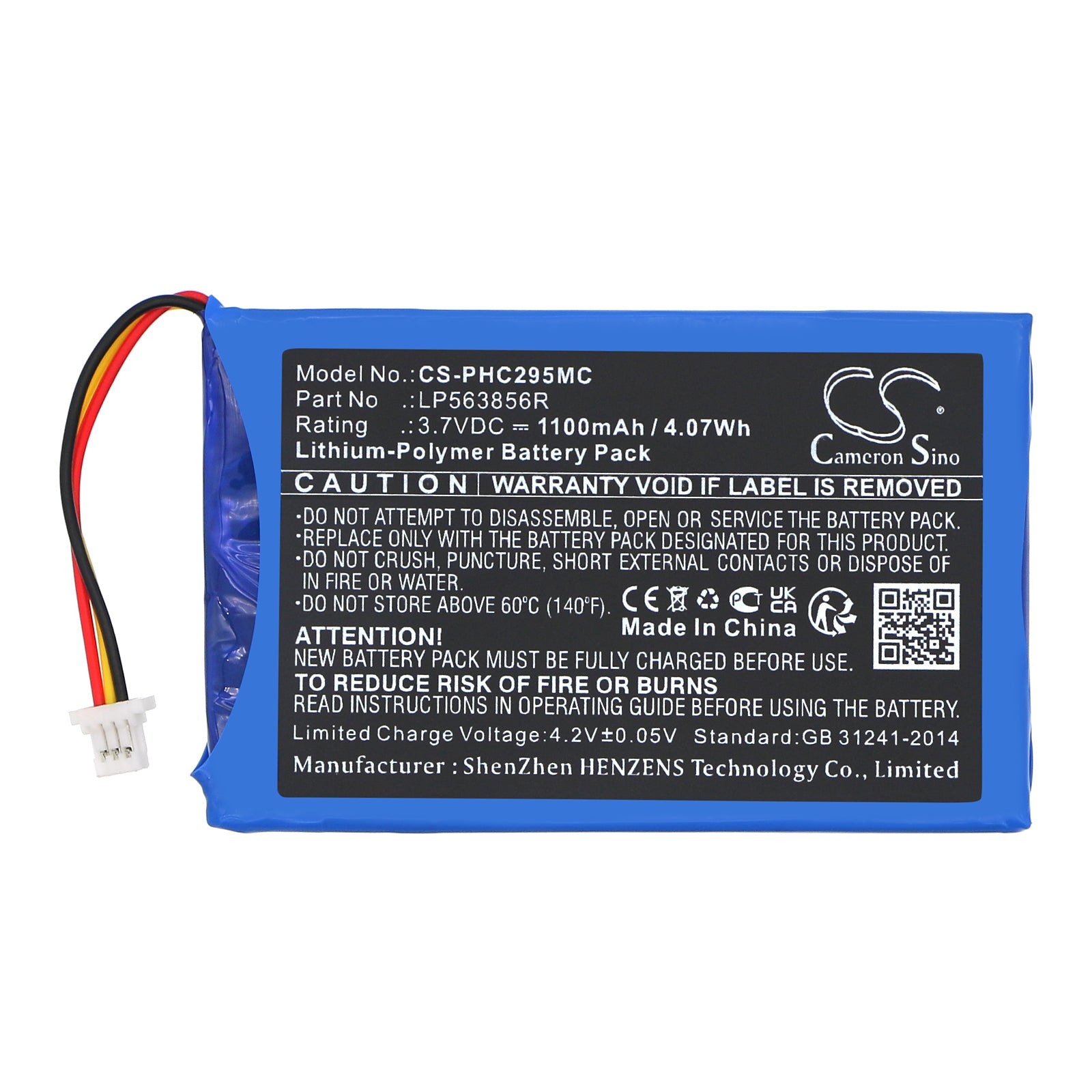 Li-Polymer, Camera Battery fits Philips Hd Cam 295, 3.7V, 1100mAh Camera Cameron Sino Technology Limited