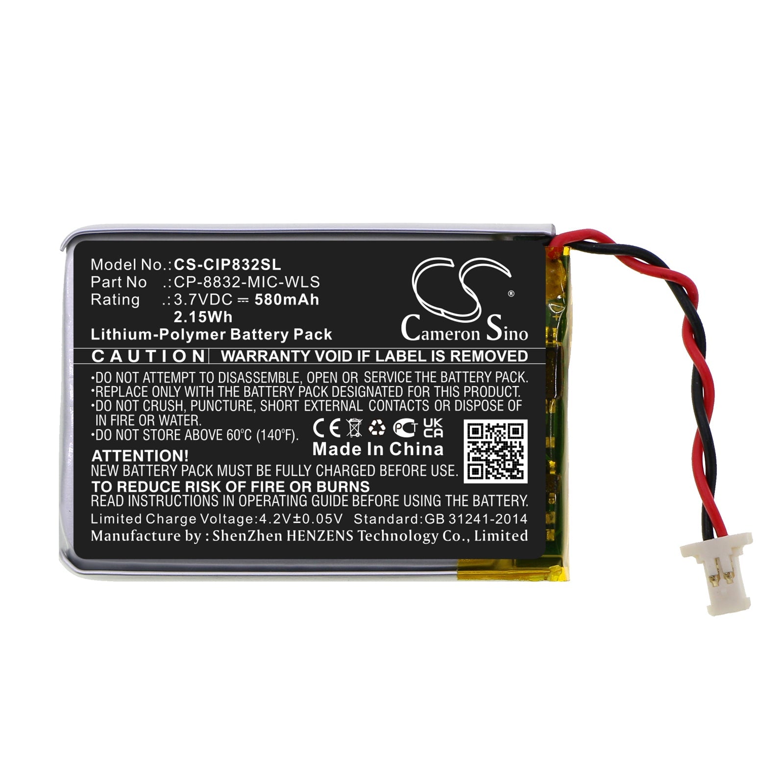 Li-Polymer, Communication & Conferencing Battery fits Cisco Cp-8832 Wireless Expansion Mic, 3.7V, 580mAh Communication & Conferencing Cameron Sino Technology Limited
