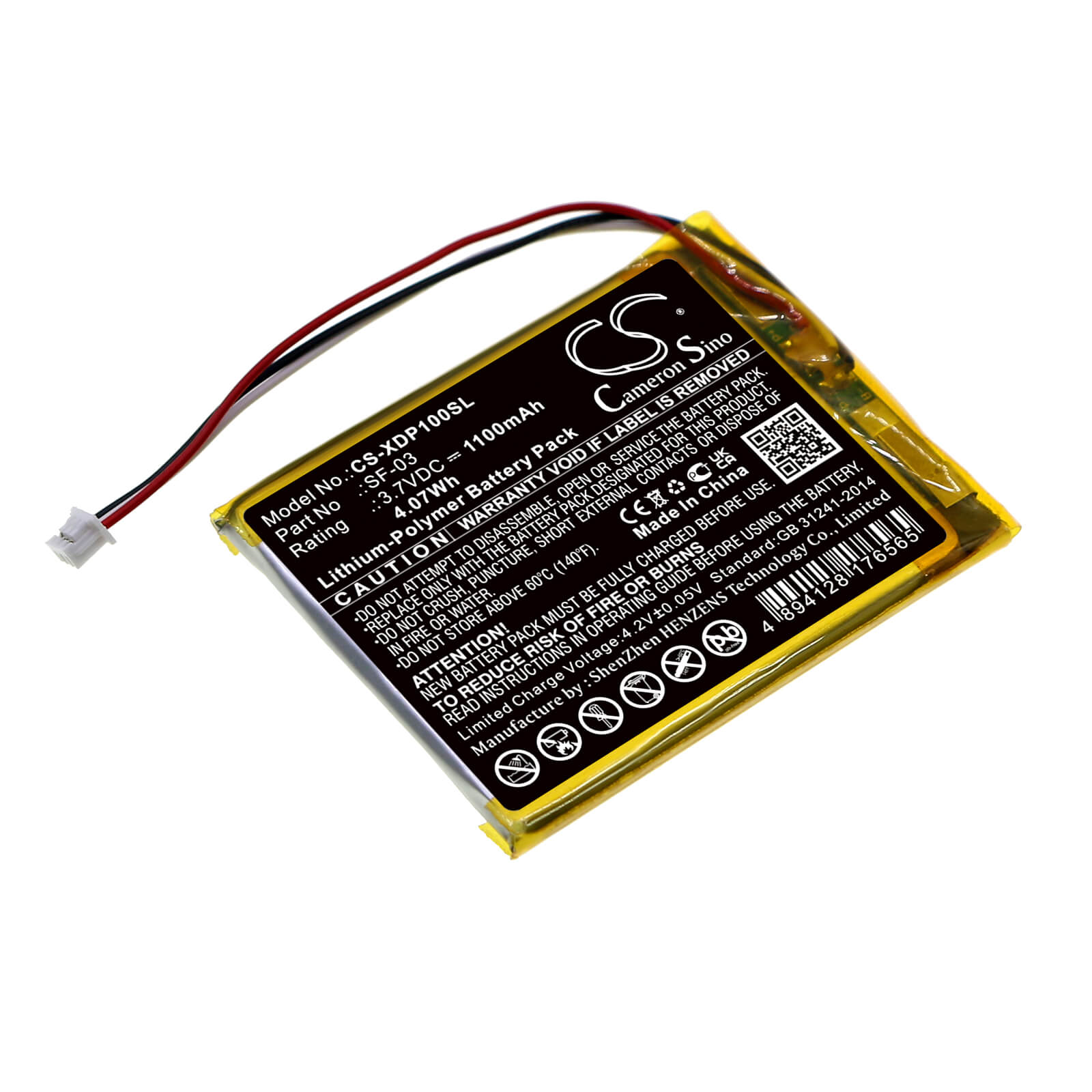 Li-Polymer DAB Battery fits Sony, Xdr-p1dbp 3.7V, 1100mAh / 4.07Wh DAB Digital Cameron Sino Technology Limited