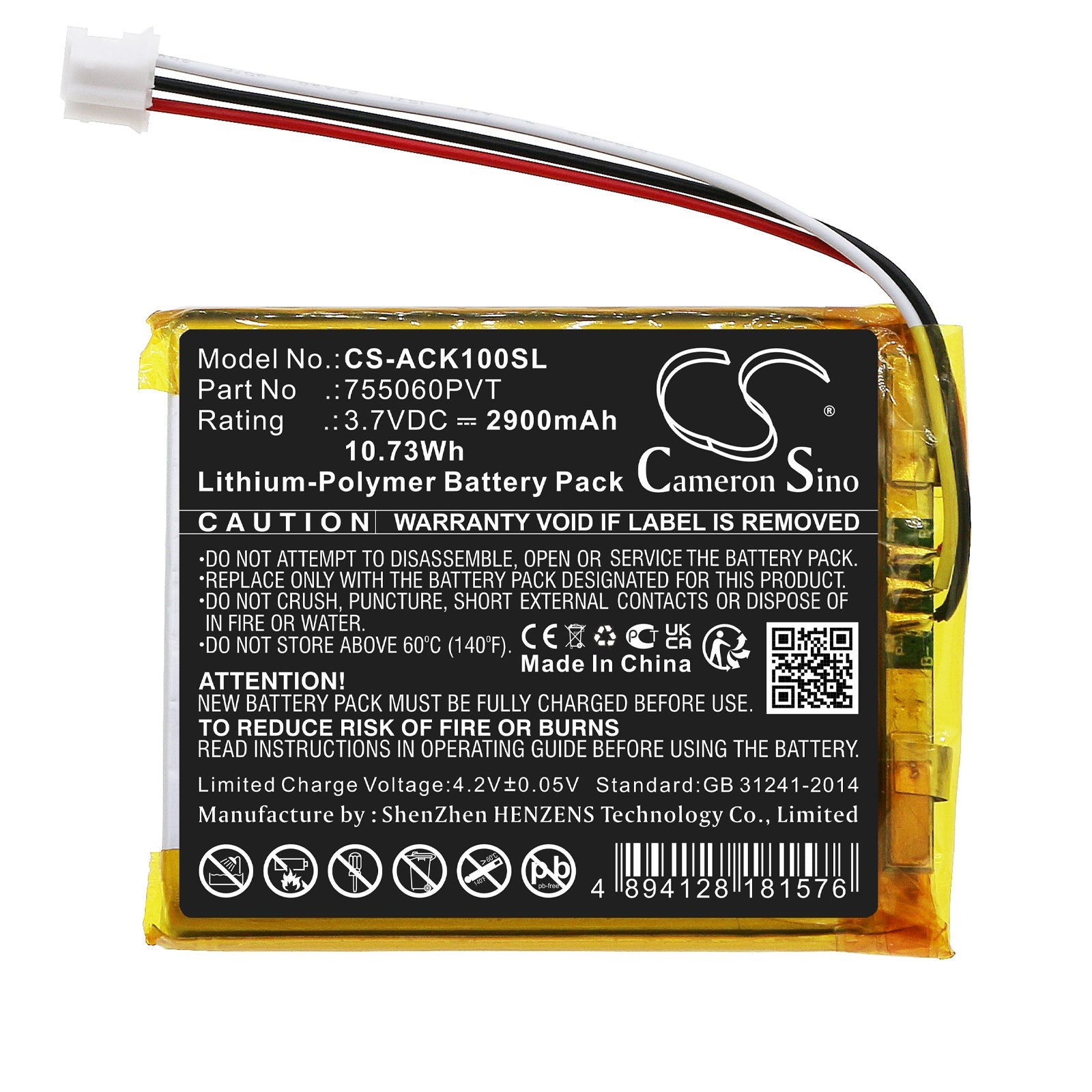 Li-Polymer, Diagnostic Scanner Battery fits Autokeysprotool Ck-100, 3.7V, 2900mAh Diagnostic Scanner Cameron Sino Technology Limited