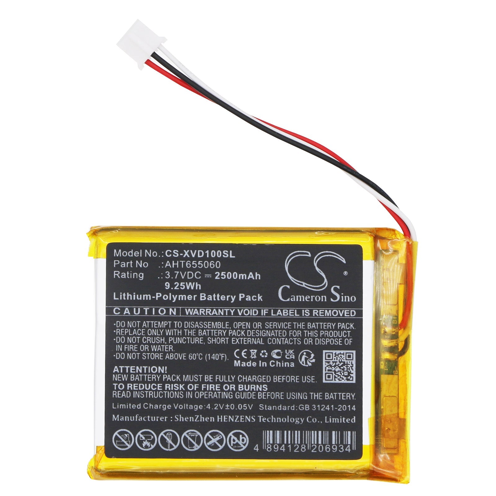 Li-Polymer, Diagnostic Scanner Battery fits Xhorse Vvdi Key Tool Max Programming, 3.7V, 2500mAh Diagnostic Scanner Cameron Sino Technology Limited