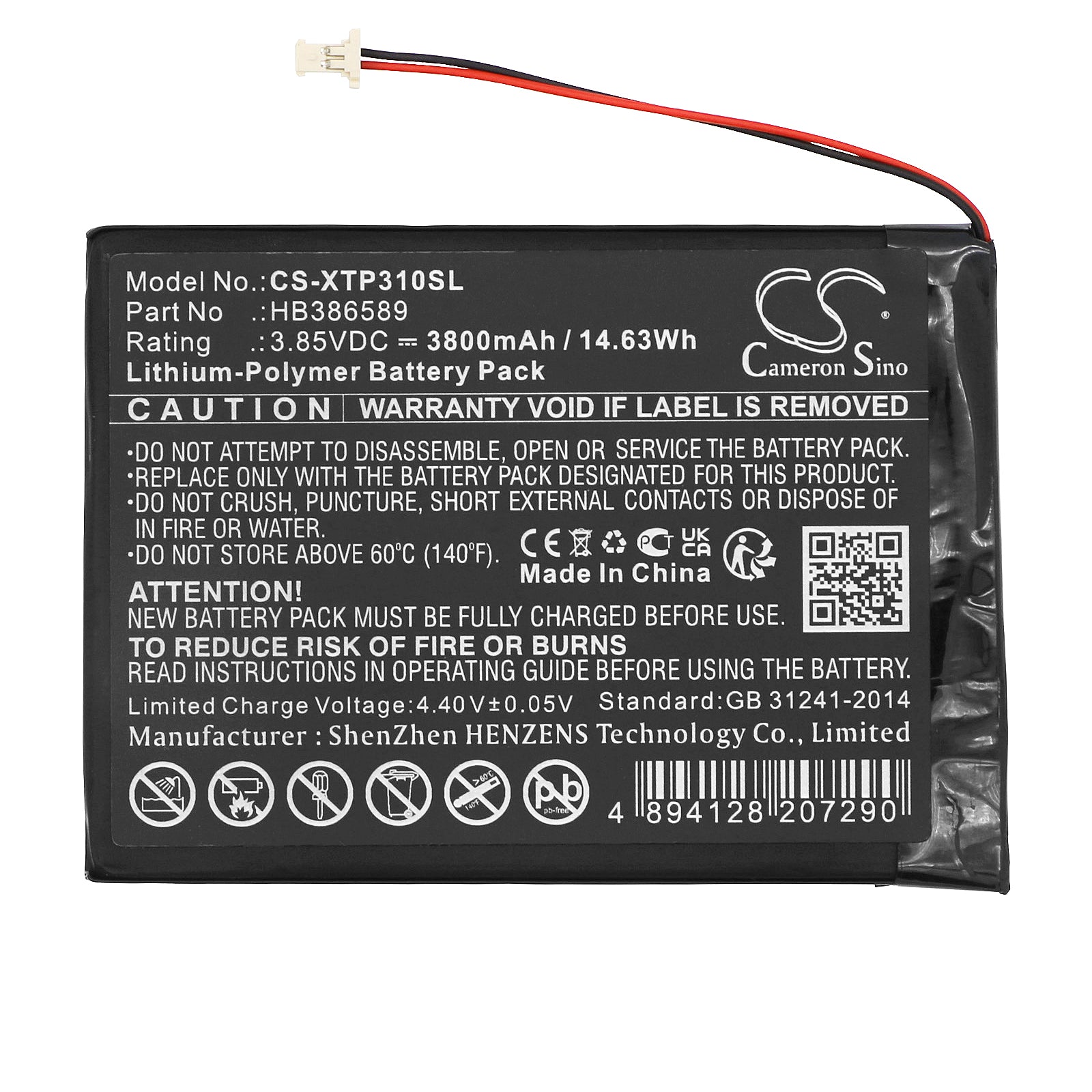 Li-Polymer, Diagnostic Scanner Battery fits Xtool Autopropad Lite, Autopropad Lite Version Auto K, 3.85V, 3800mAh Diagnostic Scanner Cameron Sino Technology Limited