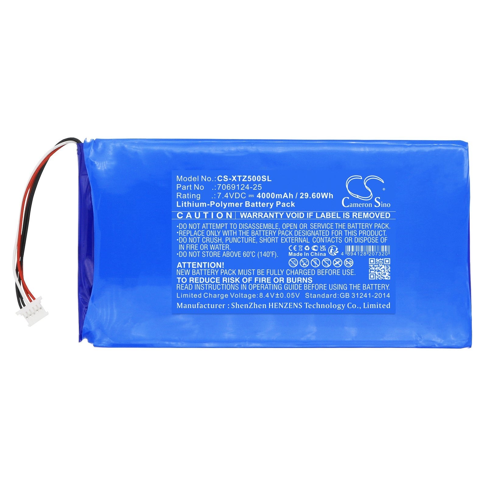 Li-Polymer, Diagnostic Scanner Battery fits Xtool Ez500 Gasoline, Ez500hd Heavy Duty, 7.4V, 4000mAh Diagnostic Scanner Cameron Sino Technology Limited