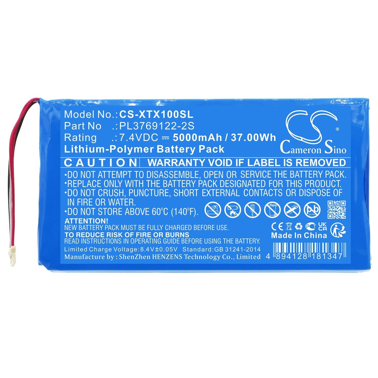 Li-Polymer, Diagnostic Scanner Battery fits Xtool X100 Pad 2, X100 Pad 2 Pro, 7.4V, 5000mAh Diagnostic Scanner Cameron Sino Technology Limited