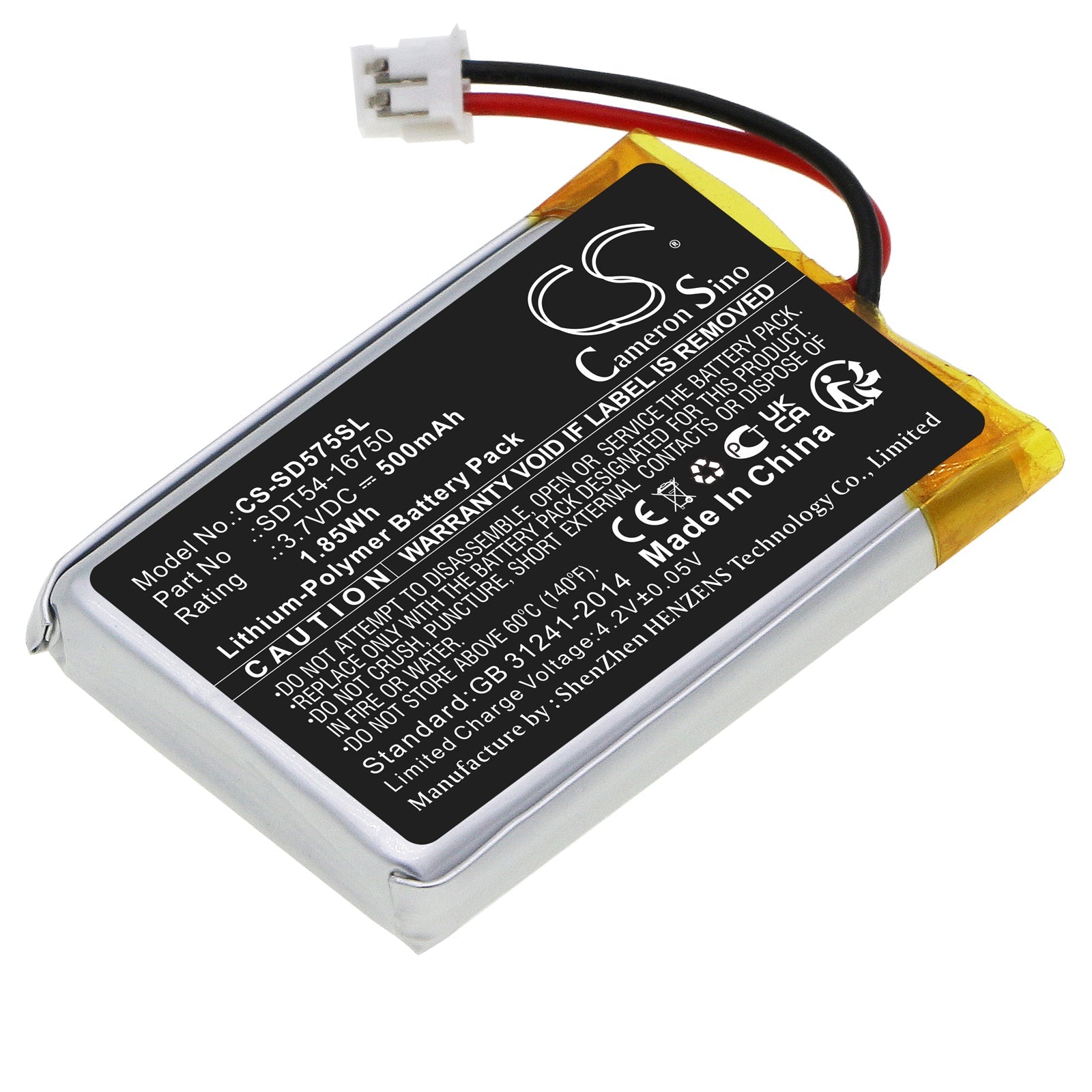 Li-Polymer, Dog Collar Battery fits Sportdog Sd-575, Sd-575e, 3.7V, 500mAh Dog Collar Cameron Sino Technology Limited