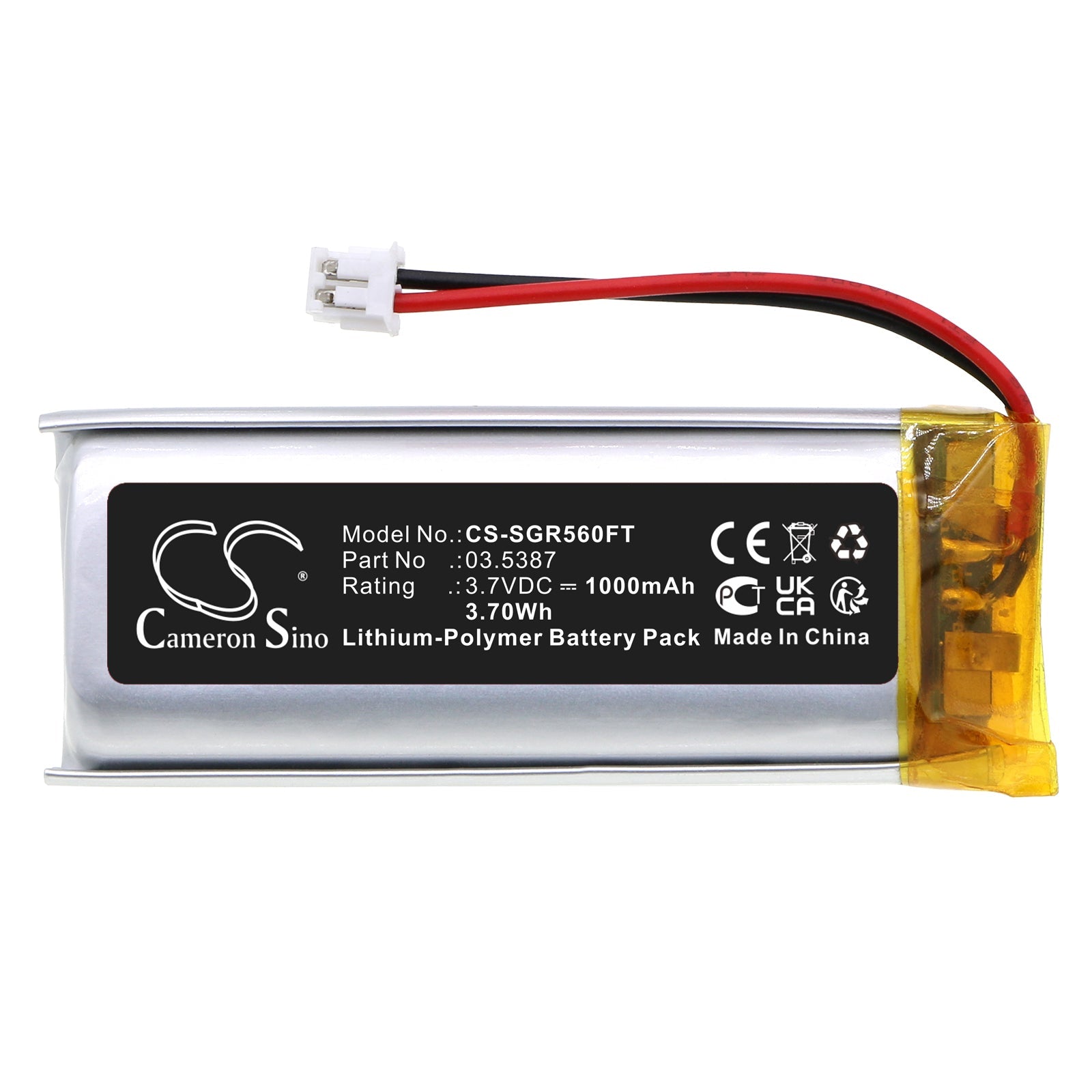 Li-Polymer, Flashlight Battery fits Scangrip 03.5610, Mini Slim, 3.7V, 1000mAh Flashlight Cameron Sino Technology Limited