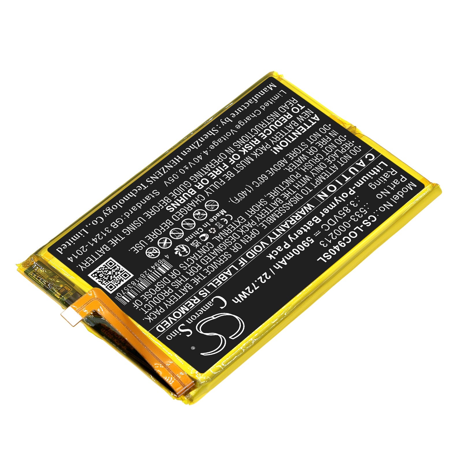 Li-Polymer, Game Console Battery fits Logitech 940-000198, G Cloud, 3.85V, 5900mAh Game Console Cameron Sino Technology Limited