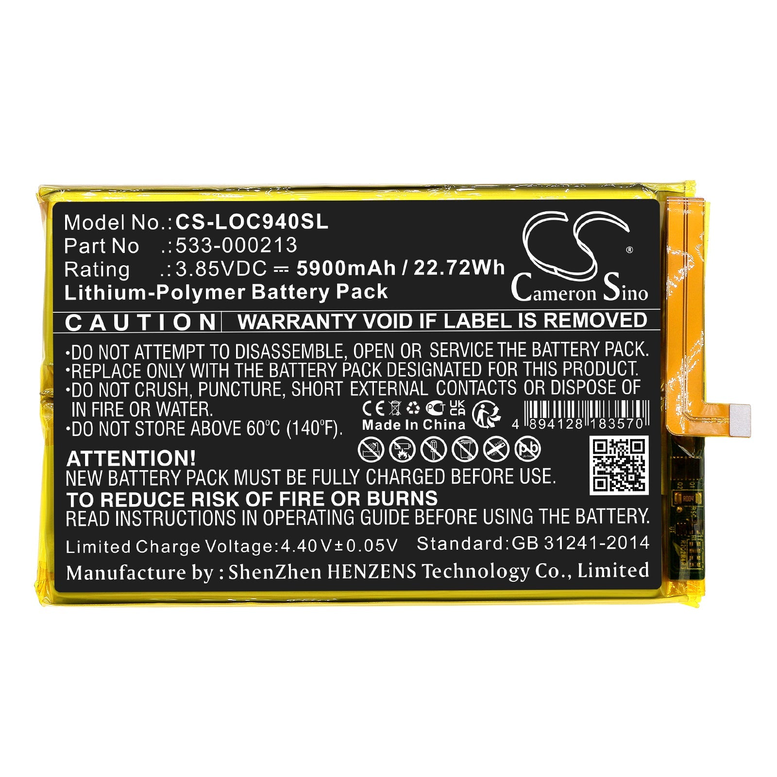 Li-Polymer, Game Console Battery fits Logitech 940-000198, G Cloud, 3.85V, 5900mAh Game Console Cameron Sino Technology Limited