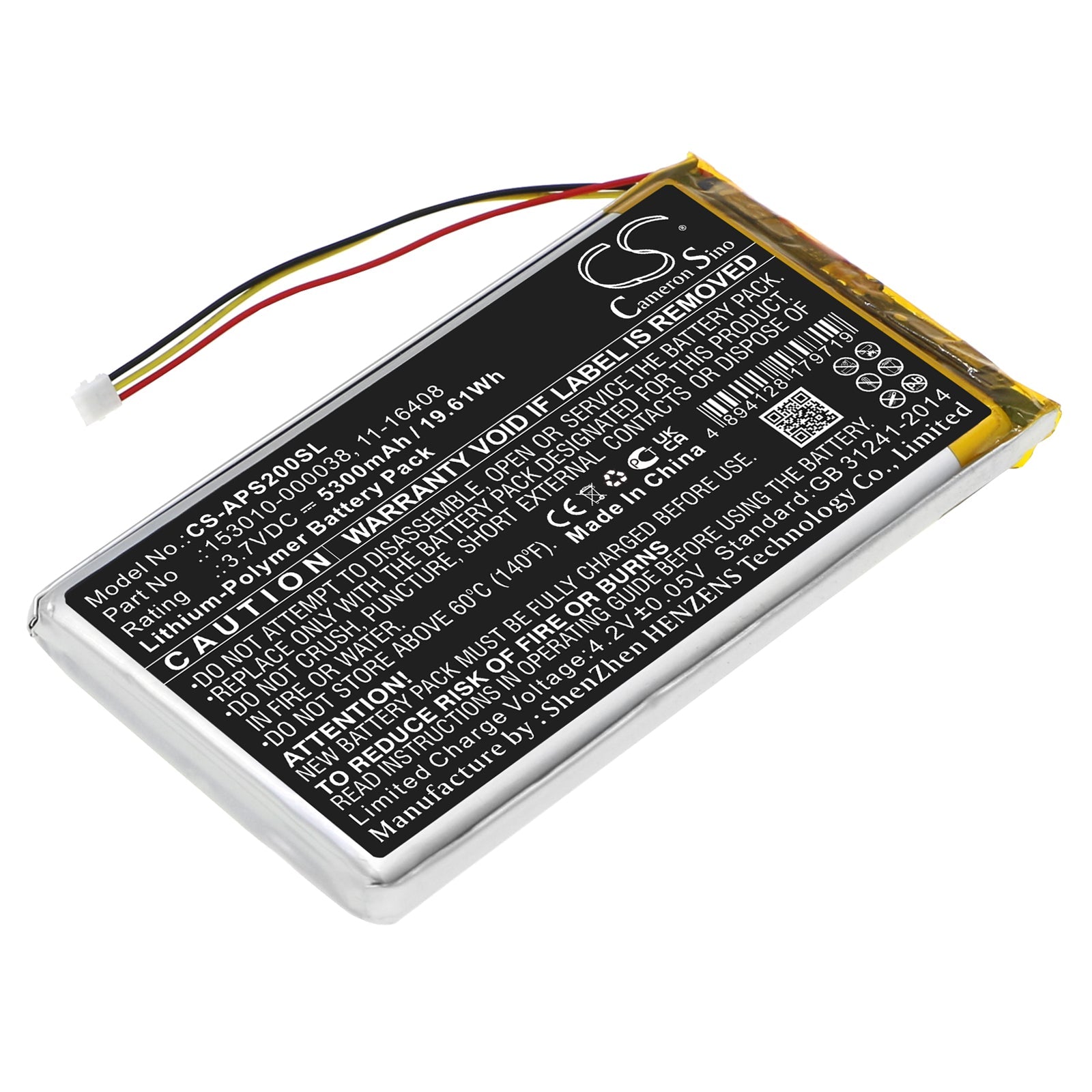 Li-Polymer, GPS, Navigator Battery fits Appareo Stratus 2, Stratus 2s, 3.7V, 5300mAh GPS, Navigator Cameron Sino Technology Limited