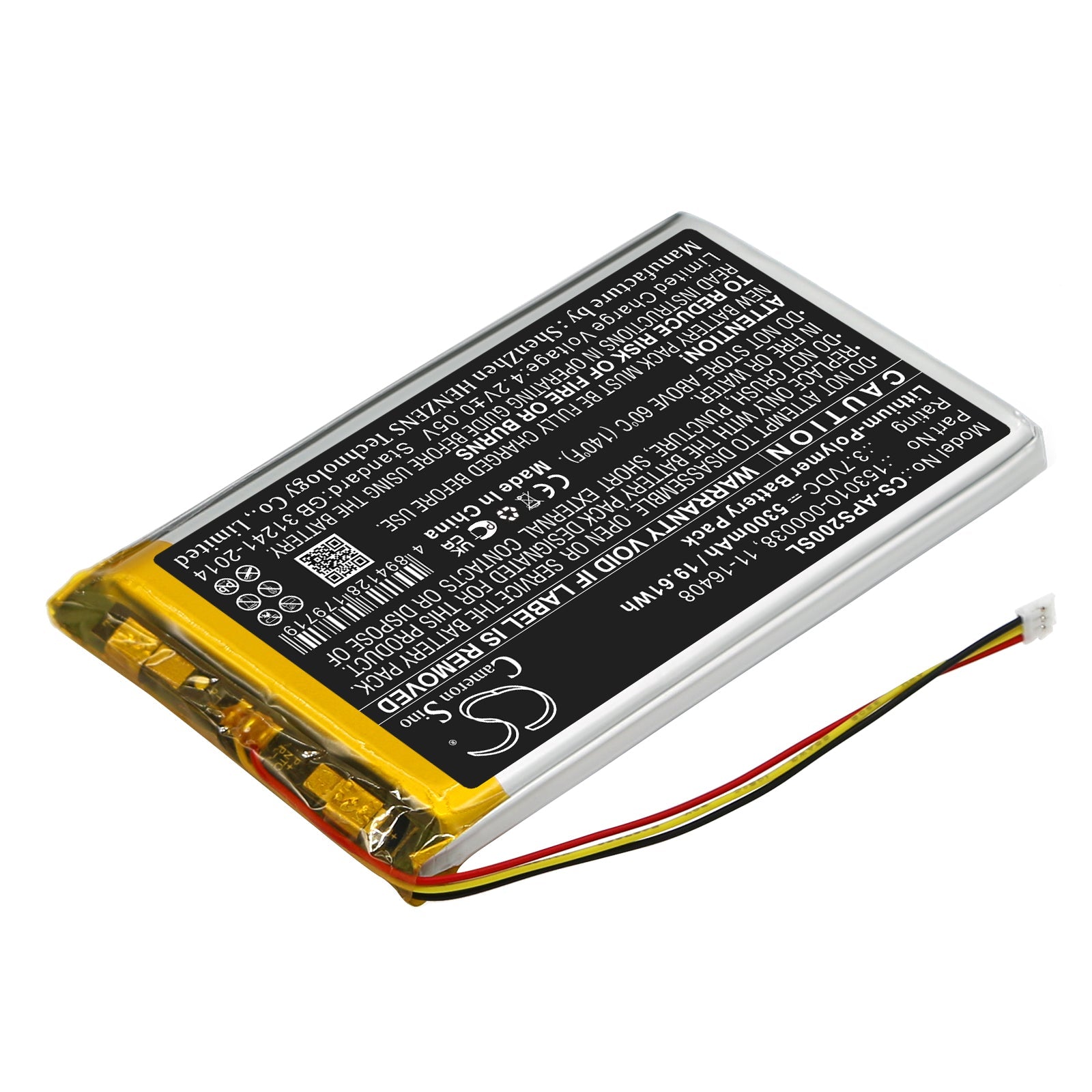 Li-Polymer, GPS, Navigator Battery fits Appareo Stratus 2, Stratus 2s, 3.7V, 5300mAh GPS, Navigator Cameron Sino Technology Limited
